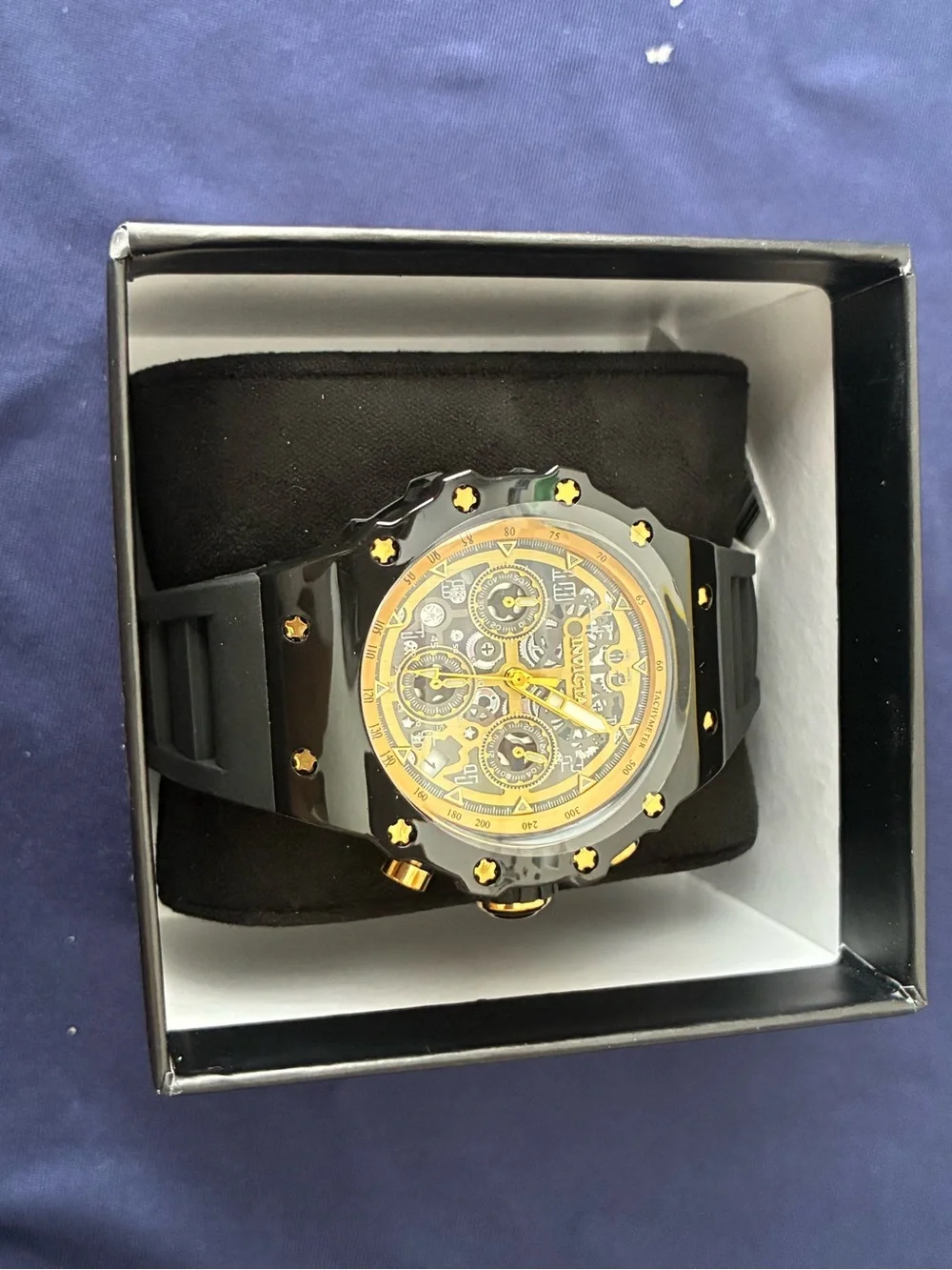 Men's Black and Gold Chronograph Watch - Invicta